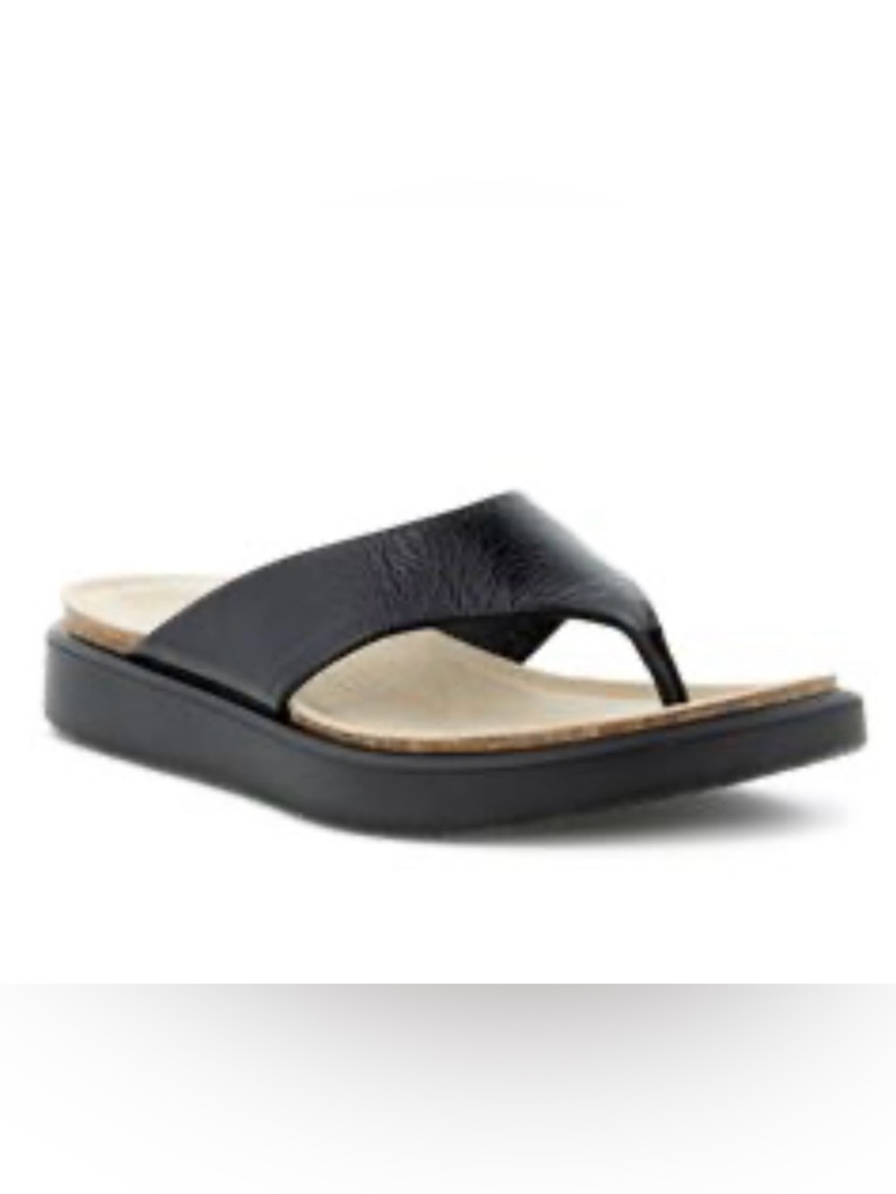 ECCO Black Patent Leather Thong Sandals
